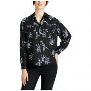 Рубашка  , длинный рукав, карманы, манжеты, флористический принт, размер XS, черный Lee
