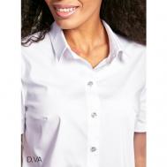 Рубашка  , повседневный стиль, полуприлегающий силуэт, длинный рукав, однотонная, размер 48, белый D.VA