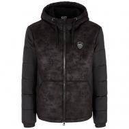 Куртка , демисезон/зима, силуэт свободный, карманы, капюшон, размер XL, черный Ea7