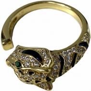 Кольцо , бижутерный сплав, родирование, кристалл, размер 19, черный, золотой Florento