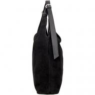Сумка  классическая, натуральная кожа, натуральная замша, внутренний карман, регулируемый ремень, черный Sergio Belotti
