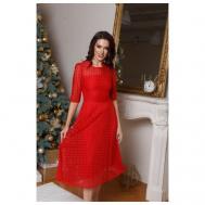 Платье , в классическом стиле, трапециевидный силуэт, миди, размер 48, красный Emansipe