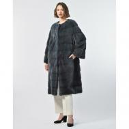 Пальто , норка, силуэт трапеция, размер 42, серый Manakas Frankfurt