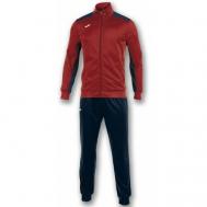 Костюм , олимпийка и брюки, спортивный стиль, прямой силуэт, плоские швы, карманы, размер XS, красный, черный Joma