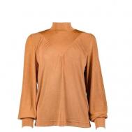 Блуза  , повседневный стиль, длинный рукав, однотонная, размер 42, коричневый Love&Divine
