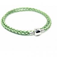 Плетеный браслет  Кожаная основа для браслета с шармами в два оборота, 1 шт., размер 19 см, зеленый Handinsilver ( Посеребриручку )