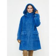 Куртка , искусственный мех, средней длины, оверсайз, карманы, размер 44, голубой Silverfox