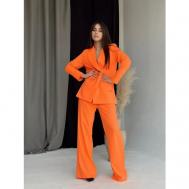 Костюм , жакет и брюки, классический стиль, свободный силуэт, подкладка, размер 42, оранжевый Blazer