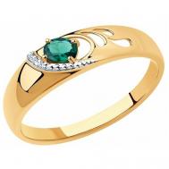 Кольцо помолвочное Яхонт, красное золото, 585 проба, бриллиант, изумруд, размер 16.5, зеленый Яхонт Ювелирный