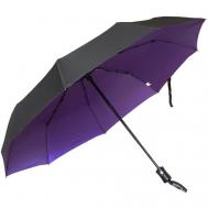 Зонт автомат, 3 сложения, купол 100 см., 9 спиц, система «антиветер», чехол в комплекте, черный, фиолетовый Royal Umbrella