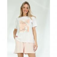 Костюм , футболка и шорты, силуэт свободный, размер 42-44, розовый Vitacci