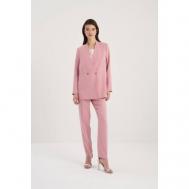 Костюм , жакет и брюки, классический стиль, свободный силуэт, карманы, размер S, розовый Luisa Wang