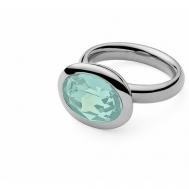 Кольцо , бижутерный сплав, серебрение, кристаллы Swarovski, зеленый Qudo