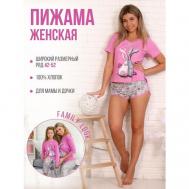 Комплект , шорты, футболка, короткий рукав, трикотажная, размер 46, розовый Ивановский текстиль