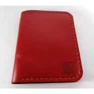Кредитница , натуральная кожа, 3 кармана для карт, 10 визиток, красный Leathermade