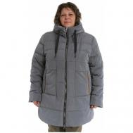 куртка   зимняя, средней длины, силуэт свободный, размер 70, серый MODTEX
