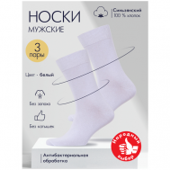 Мужские носки , 3 пары, классические, антибактериальные свойства, размер 42/44, белый Носки и сорочка