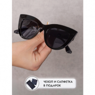 Солнцезащитные очки , кошачий глаз, оправа: пластик, с защитой от УФ, поляризационные, для женщин, черный Zabologen