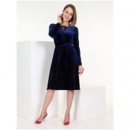 Платье-комбинация повседневное, классическое, полуприлегающее, миди, пояс на резинке, размер 42, синий Butik-ivetta