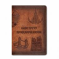 Обложка для паспорта  142906, коричневый Krast