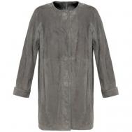 Кожаная куртка , средней длины, размер 42, серый Lucio Domingo