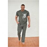 Пижама , футболка, брюки, размер 52, хаки FASHION FREEDOM