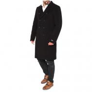 Пальто , демисезон/зима, силуэт прилегающий, удлиненное, карманы, подкладка, без капюшона, двубортное, размер 44-170, черный Misteks design