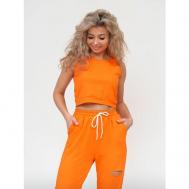 Костюм , топ и брюки, оверсайз, размер 44, оранжевый лучше.net