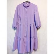 Платье-рубашка повседневное, трапециевидный силуэт, до колена, размер 44, фиолетовый Нет бренда