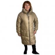 Куртка  зимняя, удлиненная, силуэт прямой, регулируемый капюшон, утепленная, ветрозащитная, стеганая, размер 52-54, бежевый Hannan