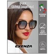 Солнцезащитные очки , шестиугольные, оправа: пластик, зеркальные, с защитой от УФ, градиентные, для женщин, серебряный Exenza