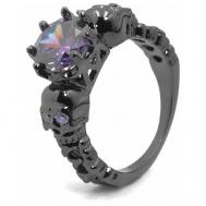 Кольцо , кристалл, размер 17, черный, фиолетовый SILVARIE
