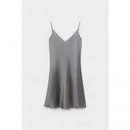 Платье-комбинация , атлас, в бельевом стиле, полуприлегающее, мини, открытая спина, размер 38, серый alpe cashmere