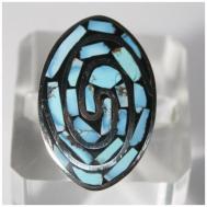 Кольцо , бирюза, размер 17.5, голубой True Stones