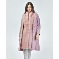 Пальто , норка, силуэт прямой, размер 44, розовый MANZONI 24