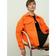 Рубашка  , повседневный стиль, оверсайз, длинный рукав, утепленная, в клетку, размер 46, оранжевый Uniize