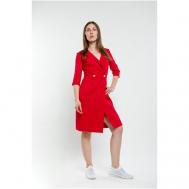 Платье в классическом стиле, размер 44, красный Пышная мода