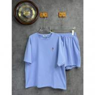 Костюм, футболка и шорты, спортивный стиль, оверсайз, размер М, фиолетовый Leratoys