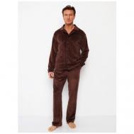 Пижама , карманы, размер 52, коричневый Малиновые сны