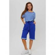 Костюм , футболка и шорты, повседневный стиль, прямой силуэт, карманы, размер 50, голубой Modellini