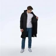 Пальто , демисезон/зима, силуэт прямой, удлиненное, размер 2XL, черный ФК Динамо Москва