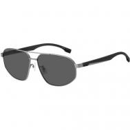 Солнцезащитные очки   1468/F/S R80 IR, черный, серебряный BOSS