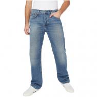 Джинсы , прямой силуэт, средняя посадка, размер 30, синий Pepe Jeans