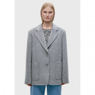 Пальто-пиджак   демисезонное, силуэт прямой, средней длины, размер S, серый Studio 29