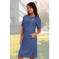 Платье , деним, в спортивном стиле, полуприлегающее, до колена, карманы, размер 54, голубой НАТАЛИ