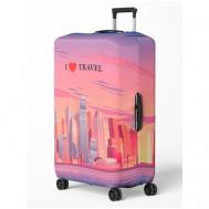 Чехол для чемодана , размер M, фиолетовый, розовый CVT