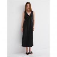 Платье-комбинация , атлас, полуприлегающее, миди, размер XXL, черный Yulia'Sway