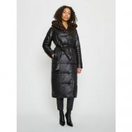 Пальто  , демисезон/зима, силуэт прямой, удлиненное, размер 52, черный ELECTRASTYLE