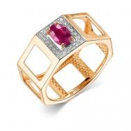 Кольцо, красное золото, 585 проба, бриллиант, рубин, размер 17.5 Bellissima