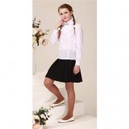 Школьная блуза , полуприлегающий силуэт, на пуговицах, длинный рукав, однотонная, размер 128/28, белый Polus-club